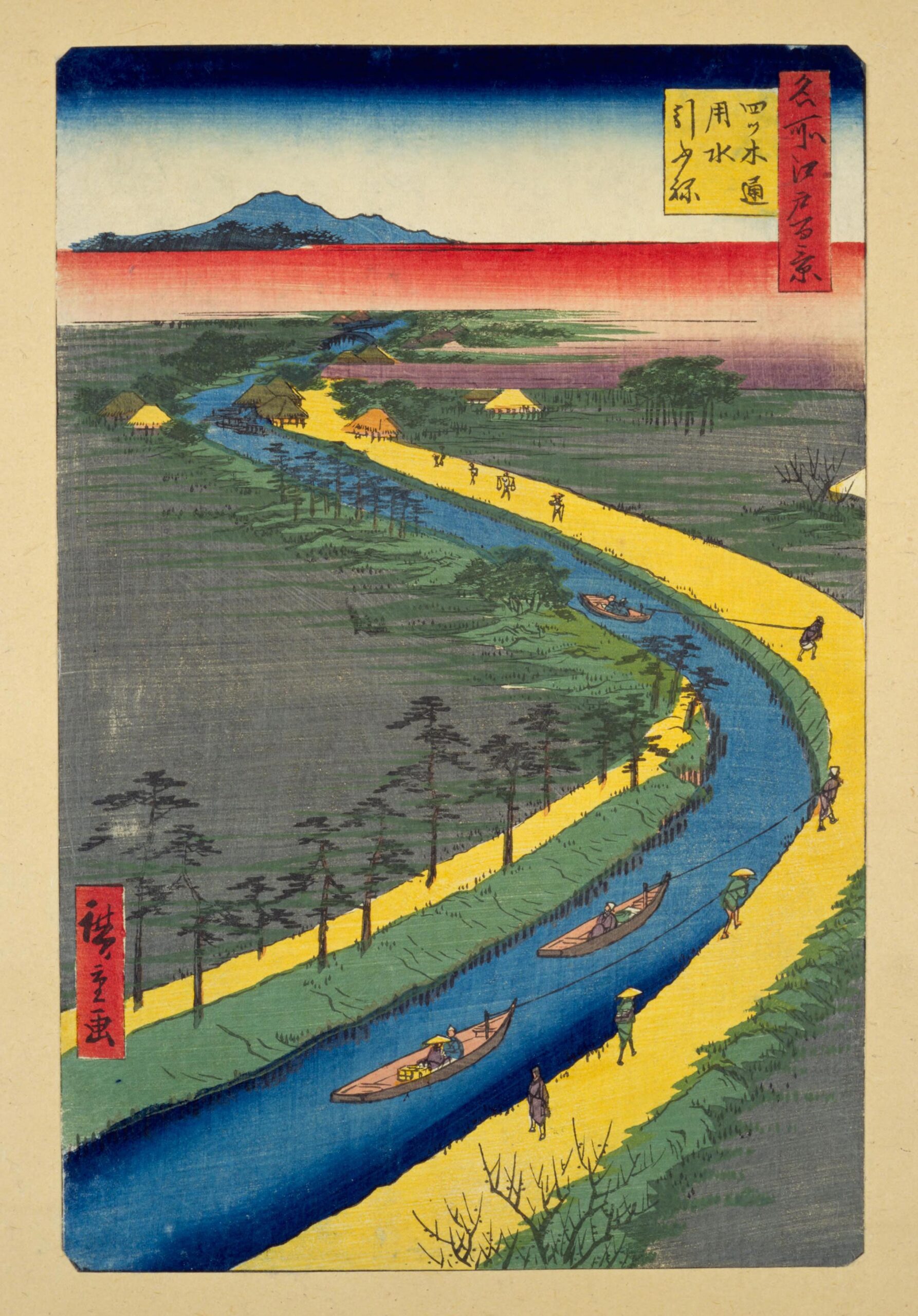 Hiroshiges - 33 Towboats along the Yotsugi-dori Canal (Yotsugi-dōri yōsui hikifune) - One Hundred Famous Views of Edo