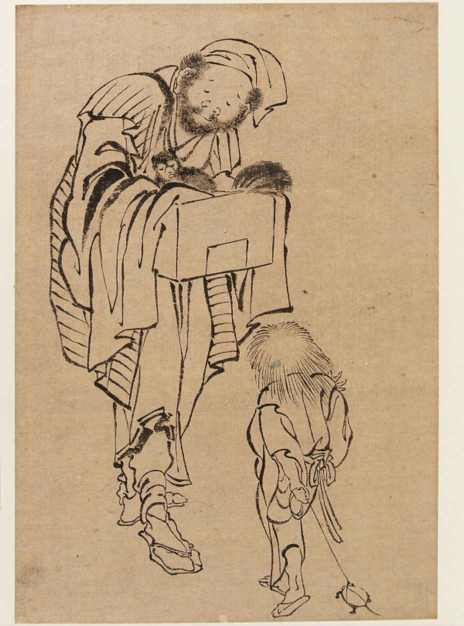 Hokusai - Man and Boy - Hand Drawings