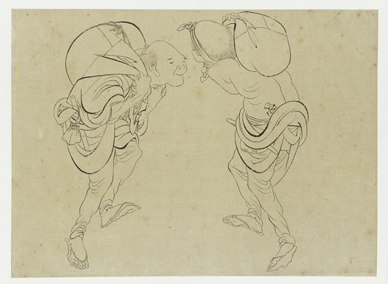 Hokusai - Laborers - Hand Drawings
