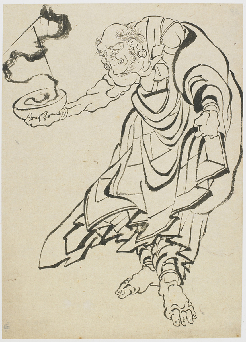 Hokusai - Buddhist Figure - Hand Drawings