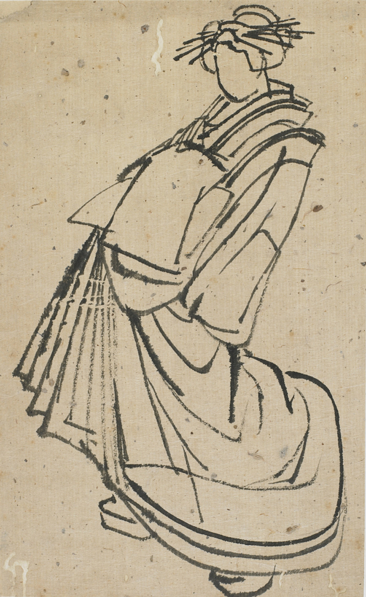 Hokusai - Sketch of a Courtesan - Hand Drawings