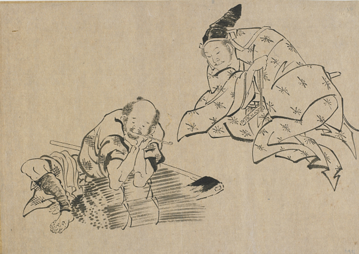 Hokusai - Peasant and Noble - Hand Drawings