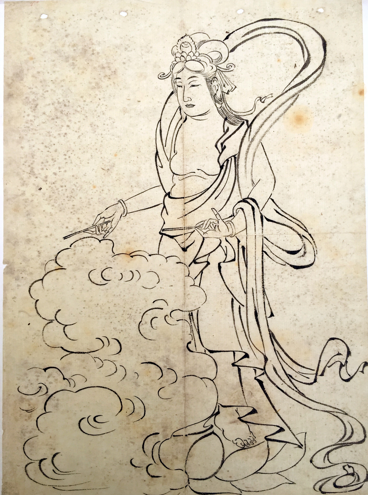 Hokusai - Goddess Kannon Casting a Spell - Hand Drawings