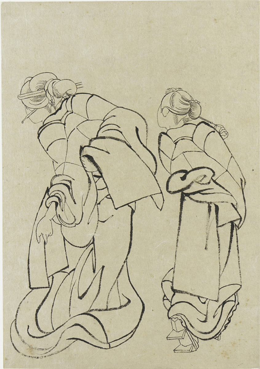 Hokusai - Two Women from Back - Hand Drawings