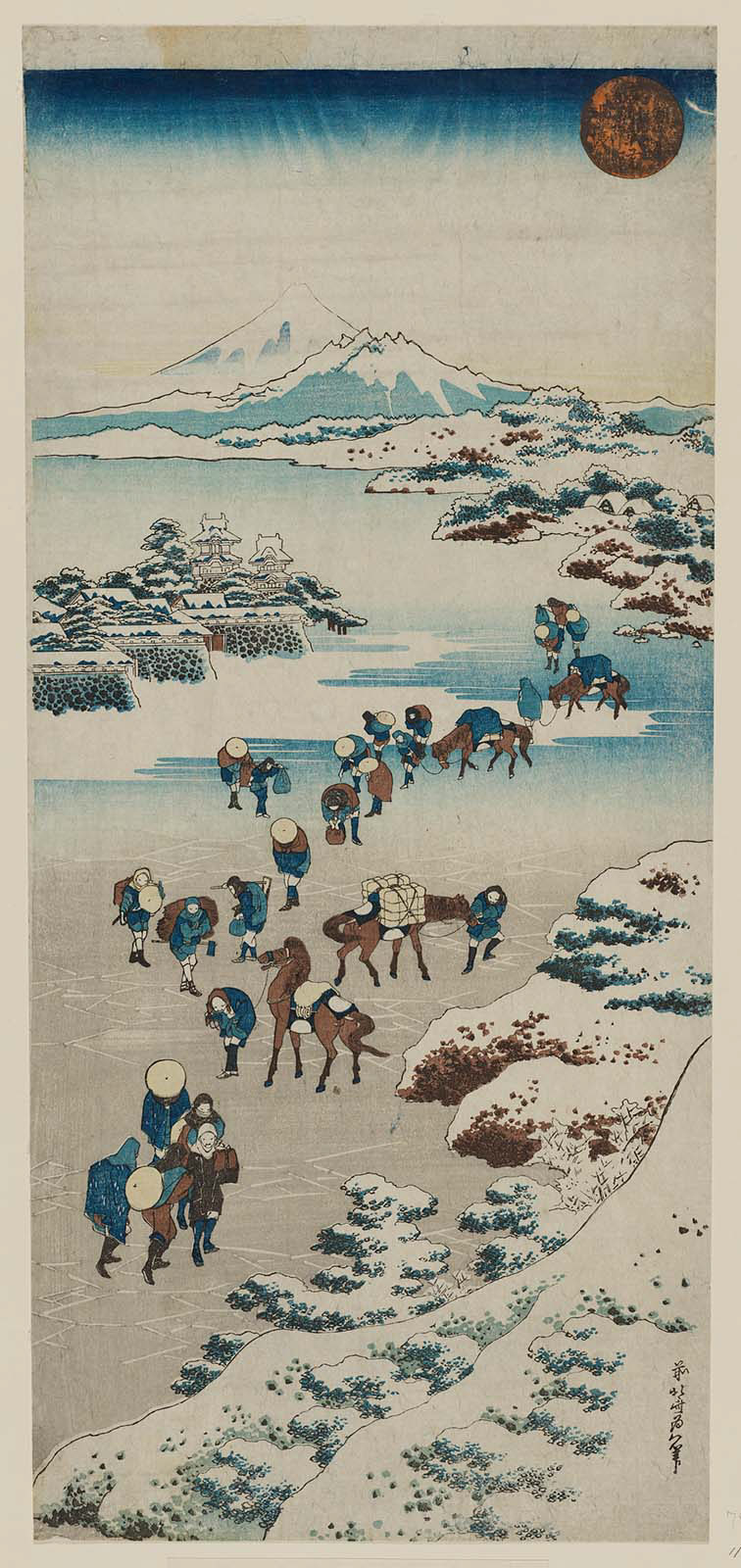 Hokusai - Crossing the Ice on Lake Suwa in Shinano Province - Large Images of Nature