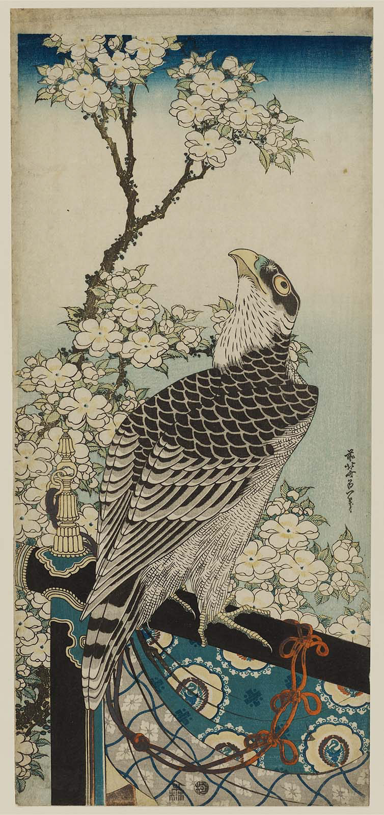 Hokusai - Hawk and Cherry Blossoms - Large Images of Nature