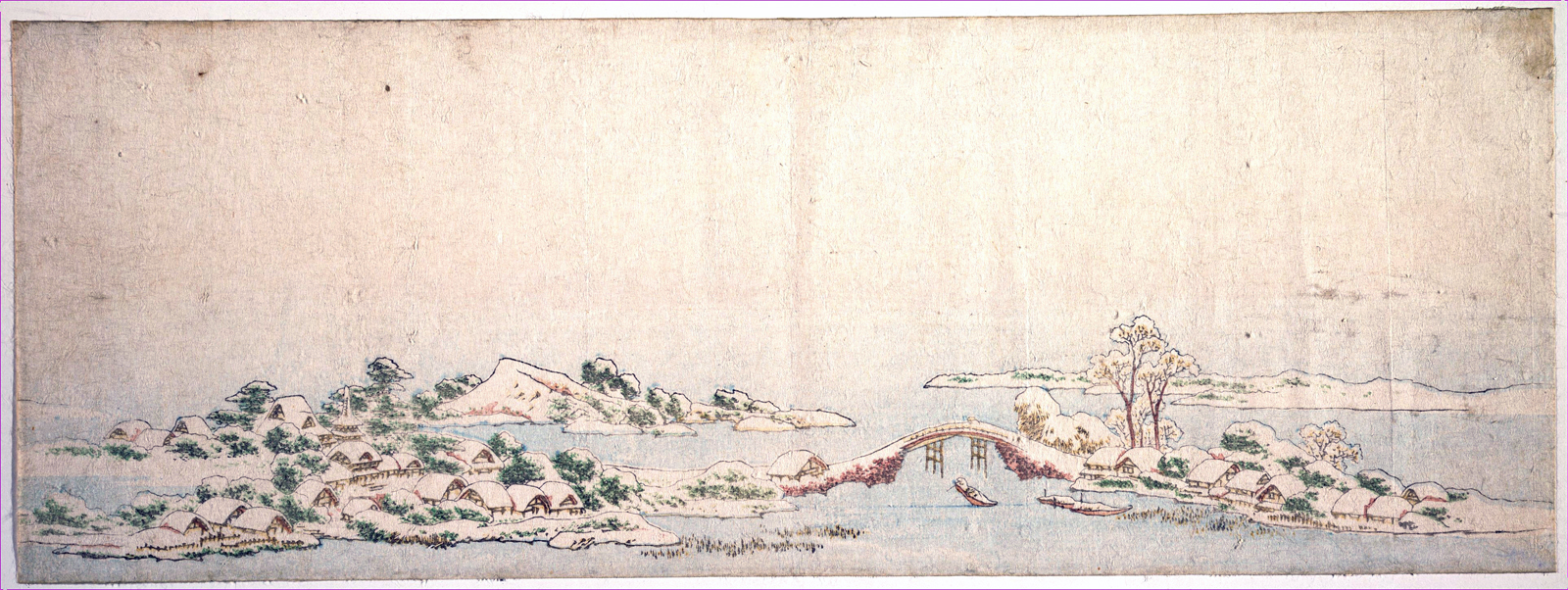Hokusai - Winter Landscape - Long Surimono