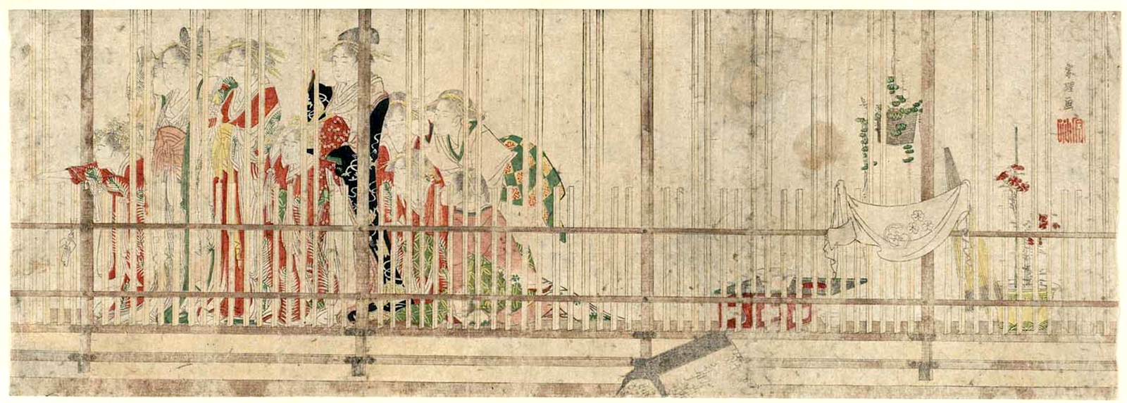 Hokusai - Courtesans Listening to the Call of a Cuckoo - Long Surimono