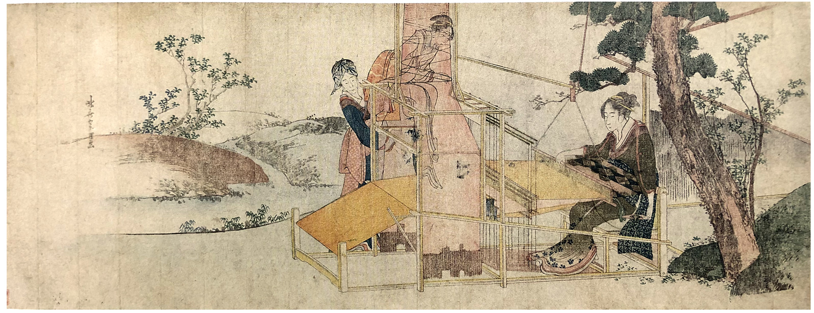 Hokusai - Three Women Sewing - Long Surimono