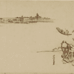 Hokusai - Woman with Two Children and Monkey - Long Surimono