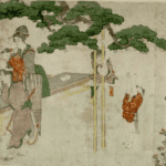 Hokusai - Visiting the Myoken Shrine - Long Surimono