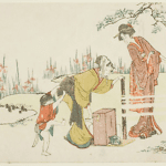 Hokusai - Making Paper Cords for Tying Hair - Long Surimono
