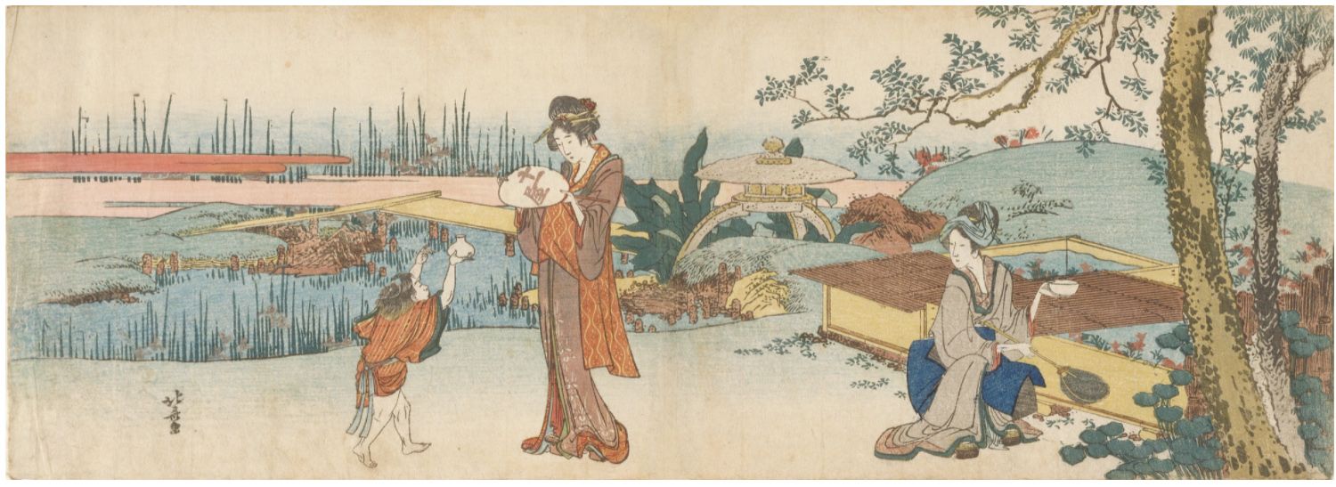 Hokusai - Goldfish Vendor - Long Surimono