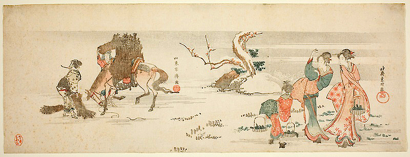 Hokusai - Gathering Herbs - Long Surimono