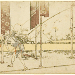 Hokusai - Hanging up Dyed Cloth - Long Surimono