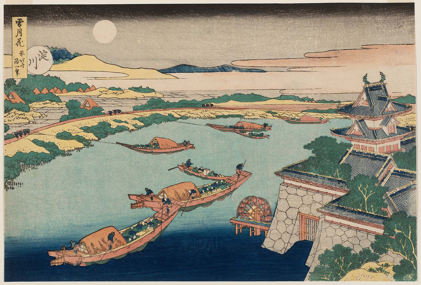 Hokusai - Moonlight on the Yodo River - Snow, Moon & Flowers