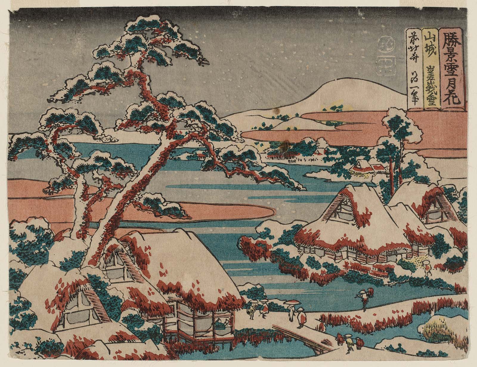 Hokusai - Snow at Saga in Yamashiro Province - Snow, Moon & Flowers