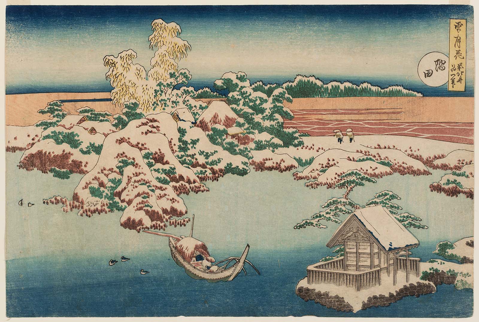 Hokusai - Snow on the Sumida River - Snow, Moon & Flowers