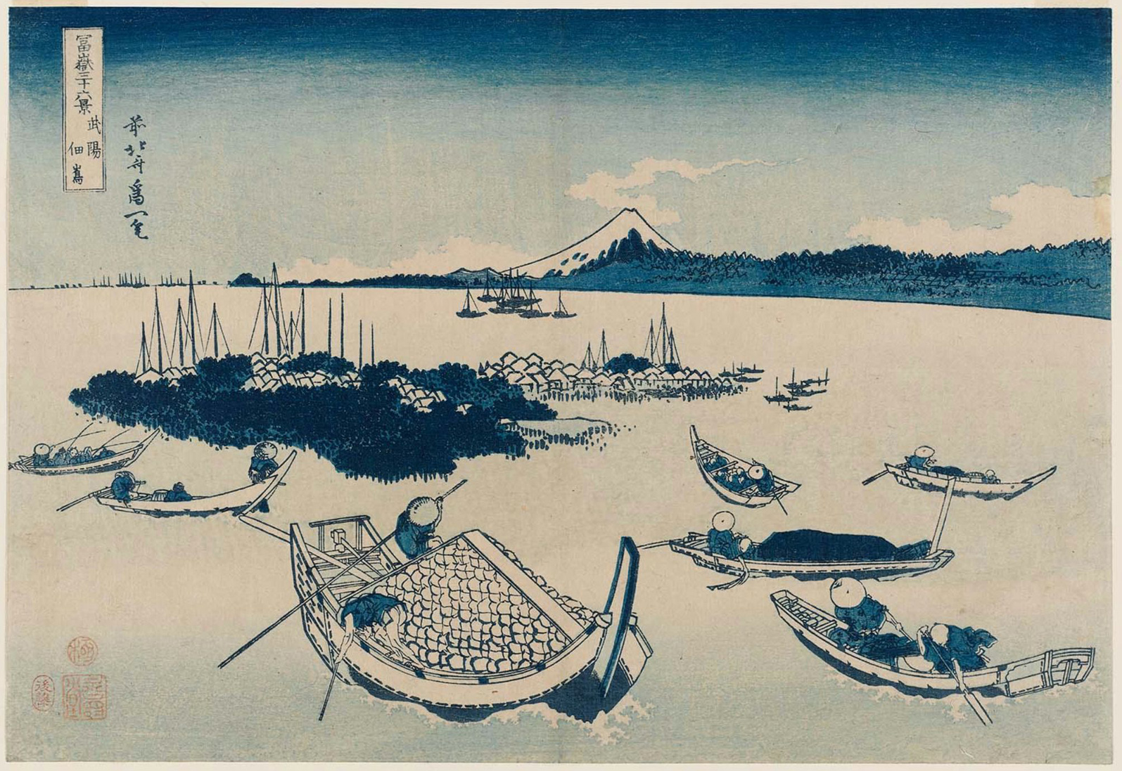 Hokusai - #12 Tsukuda-jima in Musashi Province - 36 Views of Mt Fuji