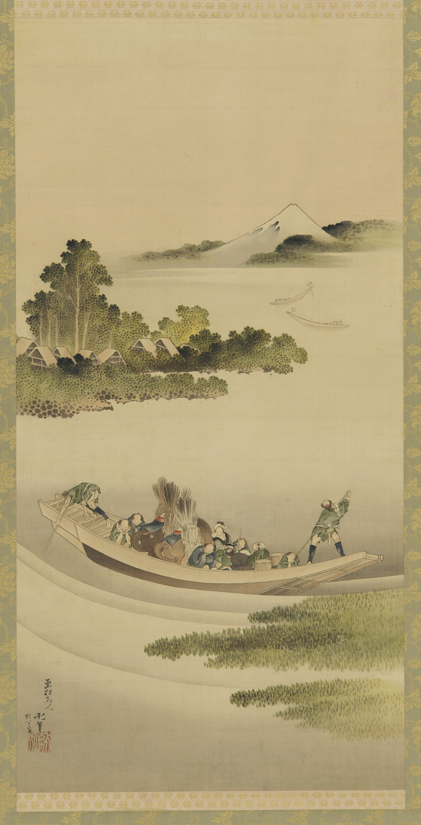 Hokusai - Ferry Boat and Mount Fuji - Landscapes