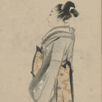 Hokusai - Profile of Geisha - Full Body Portrait