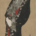 Hokusai - Courtesan Flirting - Full Body Portrait