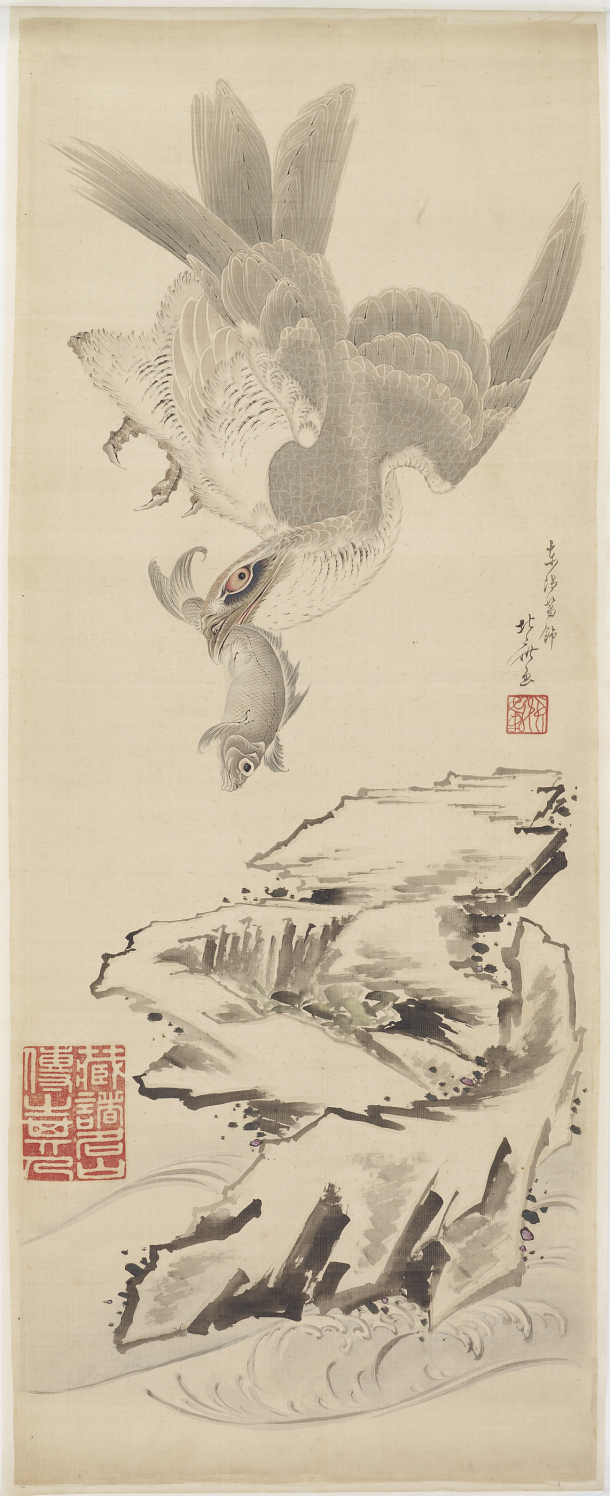 Hokusai - Hawk and Fish - Animals