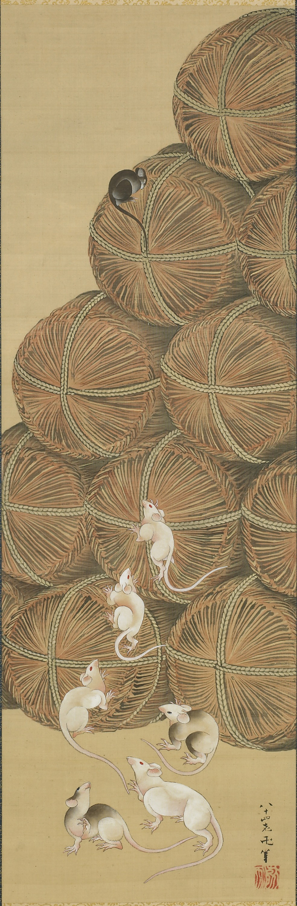 Hokusai - Rats and Rice Bales - Animals