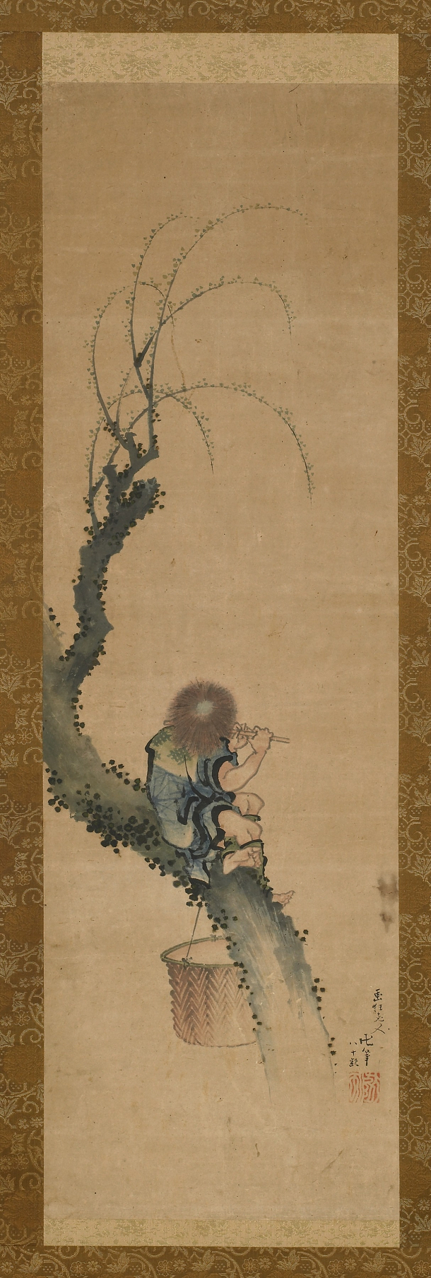 Hokusai - Boy Seated on a Tree Trunk Playing a Flute - Others