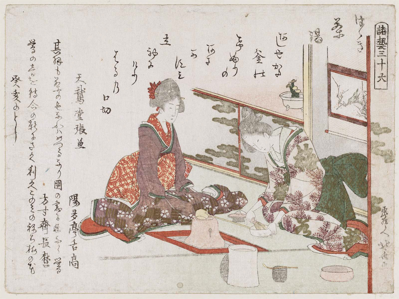 Hokusai - Tea Ceremony - Surimono's