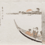 Hokusai - Ferry Boat Passing Bridge Pillar - Surimono's