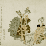 Hokusai - Girl Holding Battledore and Shuttlecock - Surimono's
