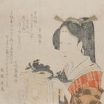 Hokusai - Beauty Carrying a New Year Tray - Surimono's