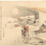 Hokusai - Young Lady with Lamp - Surimono's