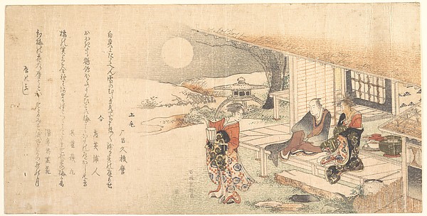 Hokusai - Young Lady with Lamp - Surimono's