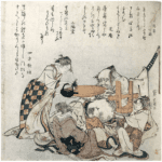 Hokusai - Kintoki Being Served Sake with Courtesans - Surimono's