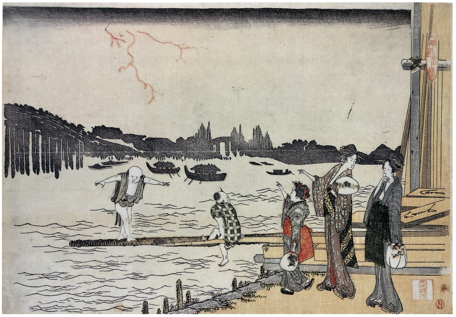 Hokusai - Evening Cool at Ryogoku - Unsigned Work