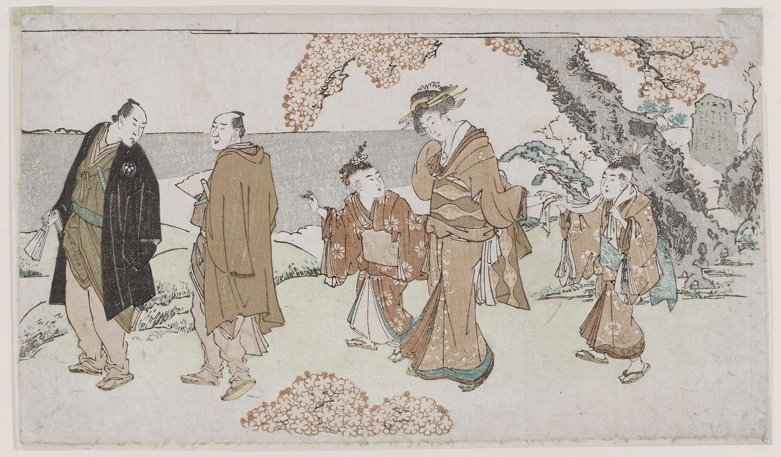 Hokusai - Walking under Cherry Blossoms - Unsigned Work