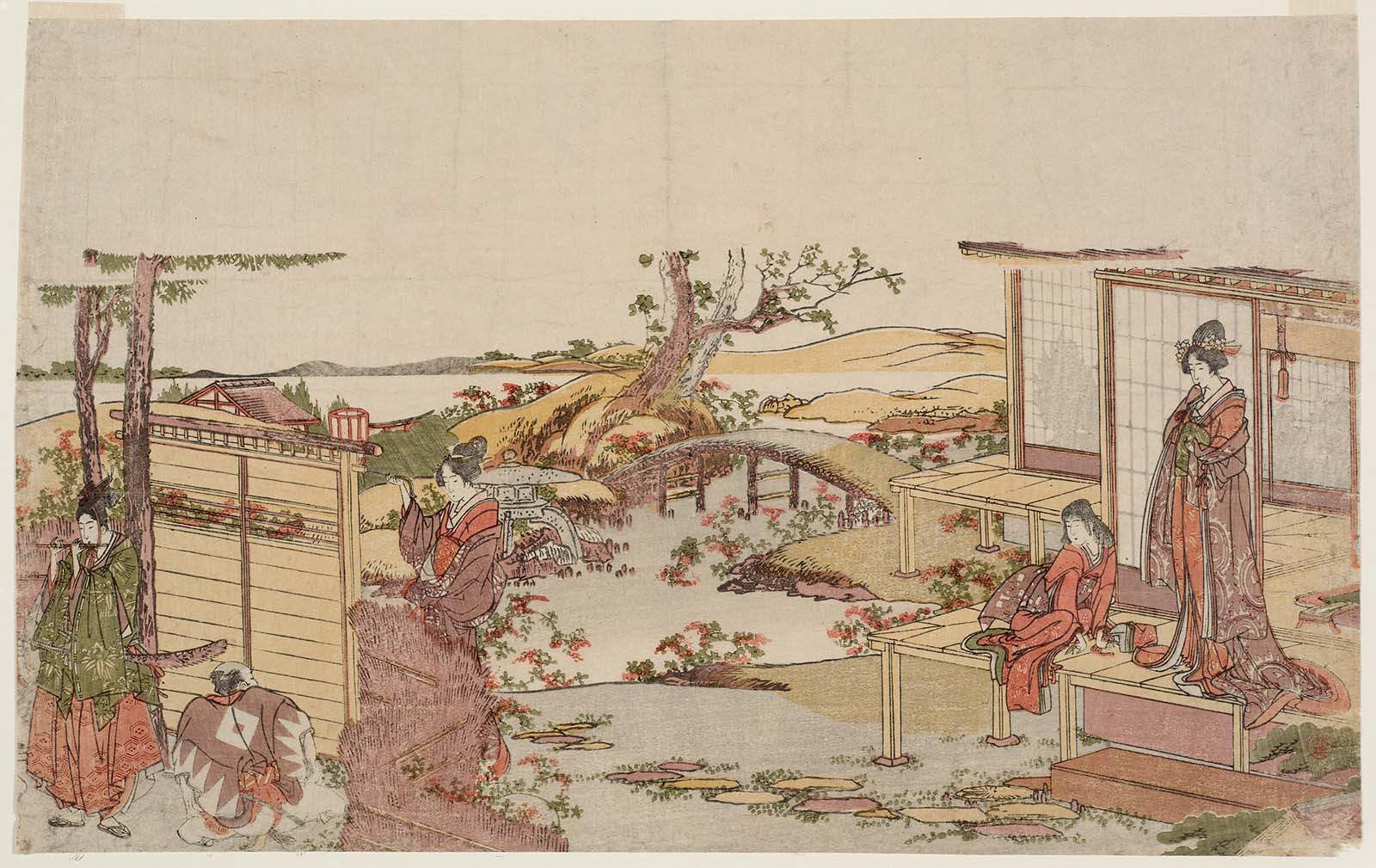 Hokusai - Ushiwakamaru  Serenading Joruri-hime - Unsigned Work