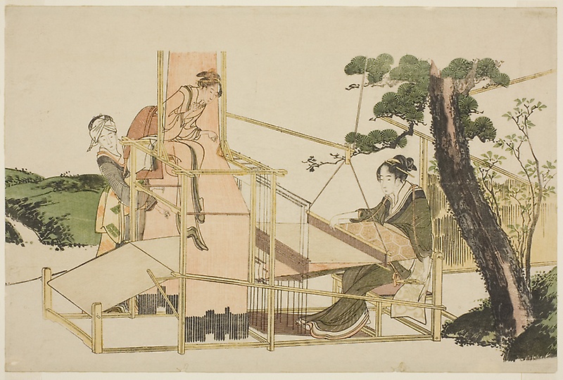 Hokusai - Women Weaving on a Loom - Unsigned Work