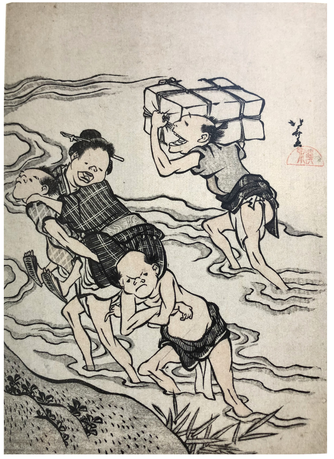 Hokusai - Angry Water Crossing - Toba-e Shukai