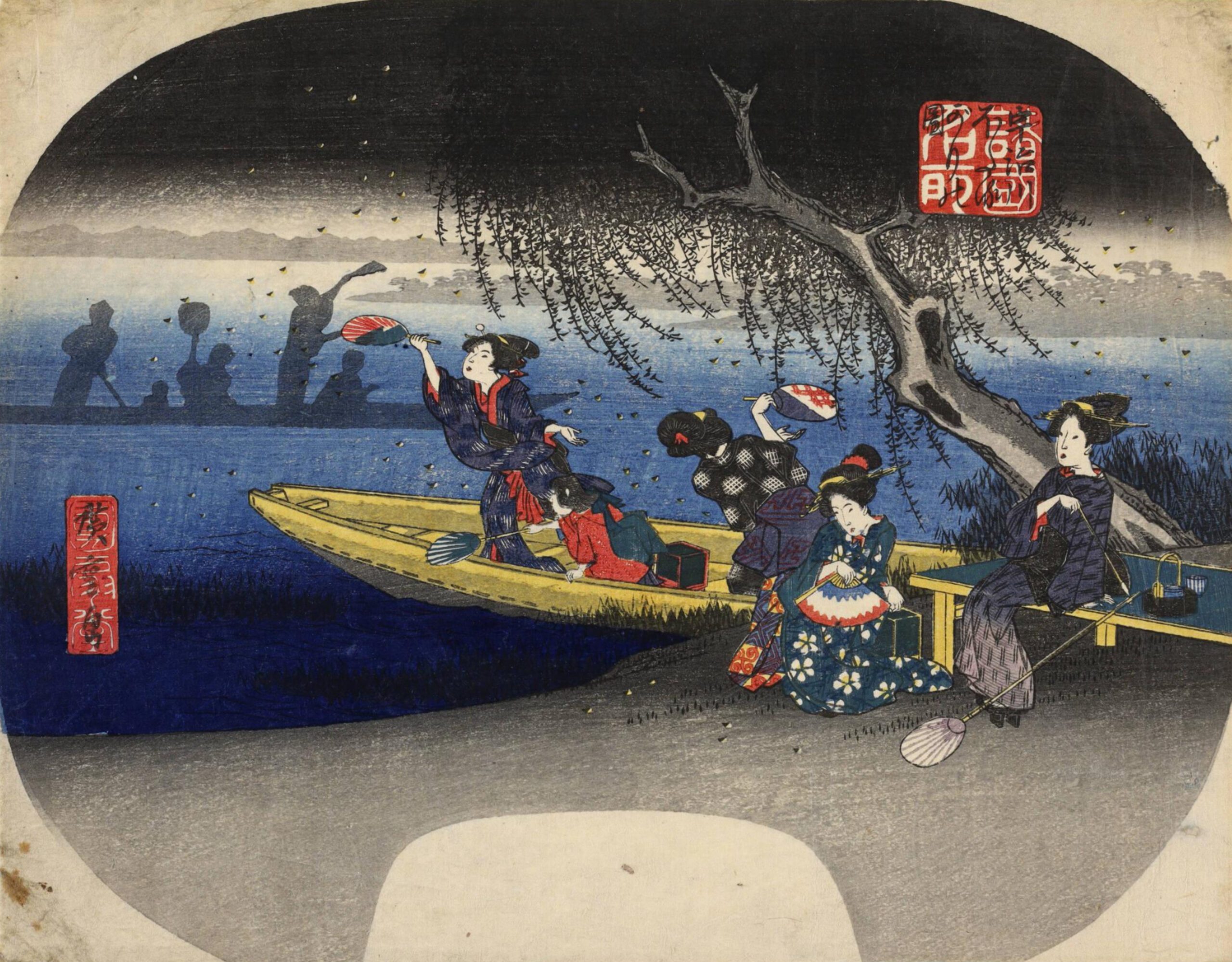 Hiroshiges - Catching Fireflies on the Uji River - Famous Places in the Various Provinces