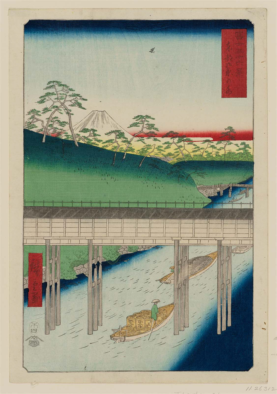 Hiroshiges - Ochanomizu in Edo (Tōto Ochanomizu) - Thirty Six Views of Mt. Fuji (1858 edition published by Tsutaya)