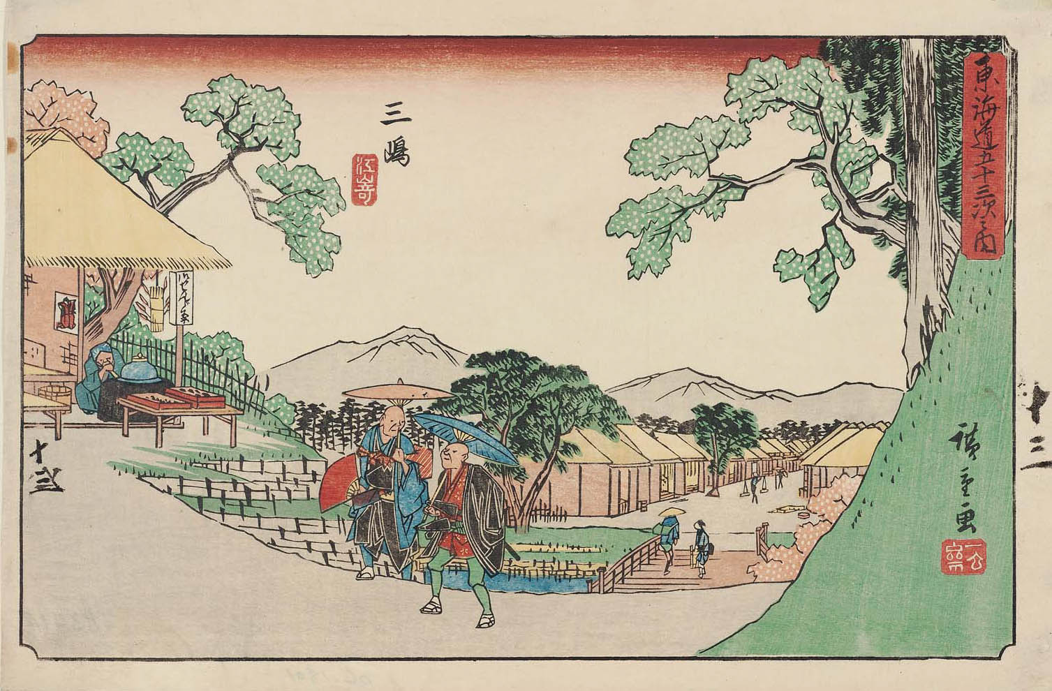 Hiroshiges - 12 Mishima - Gyosho Tokaido