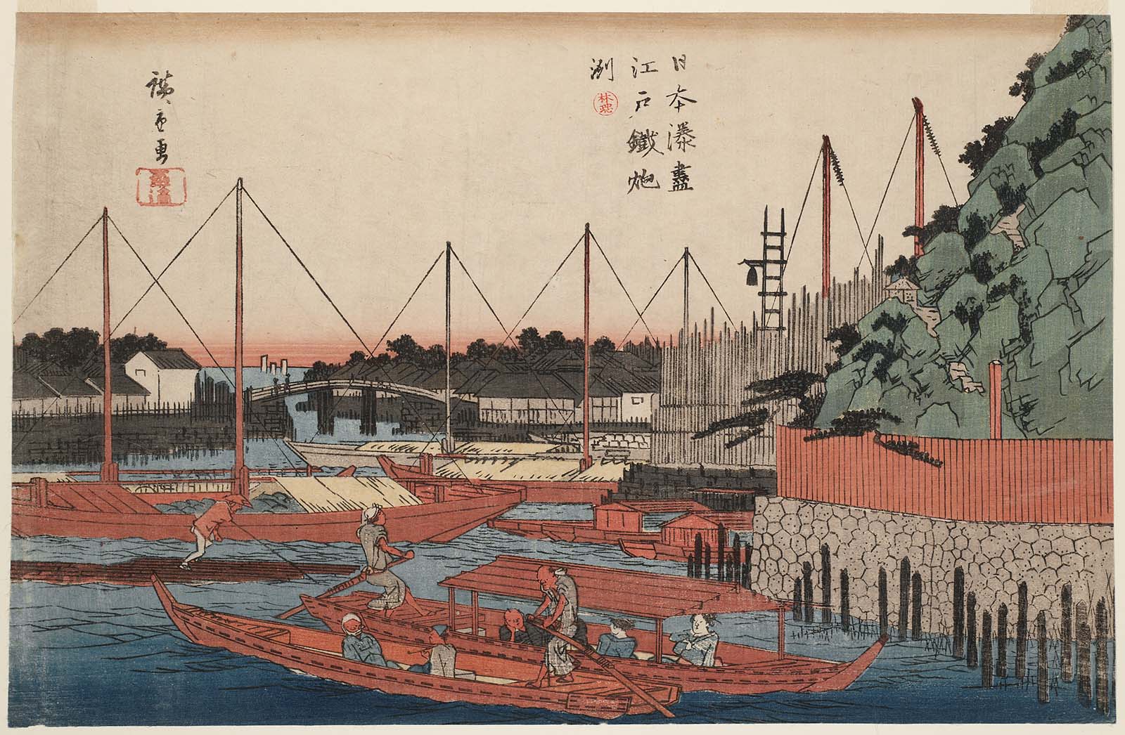 Hiroshiges - Teppōzu in Edo (Edo Teppōzu) - Harbours of Japan 1840-42