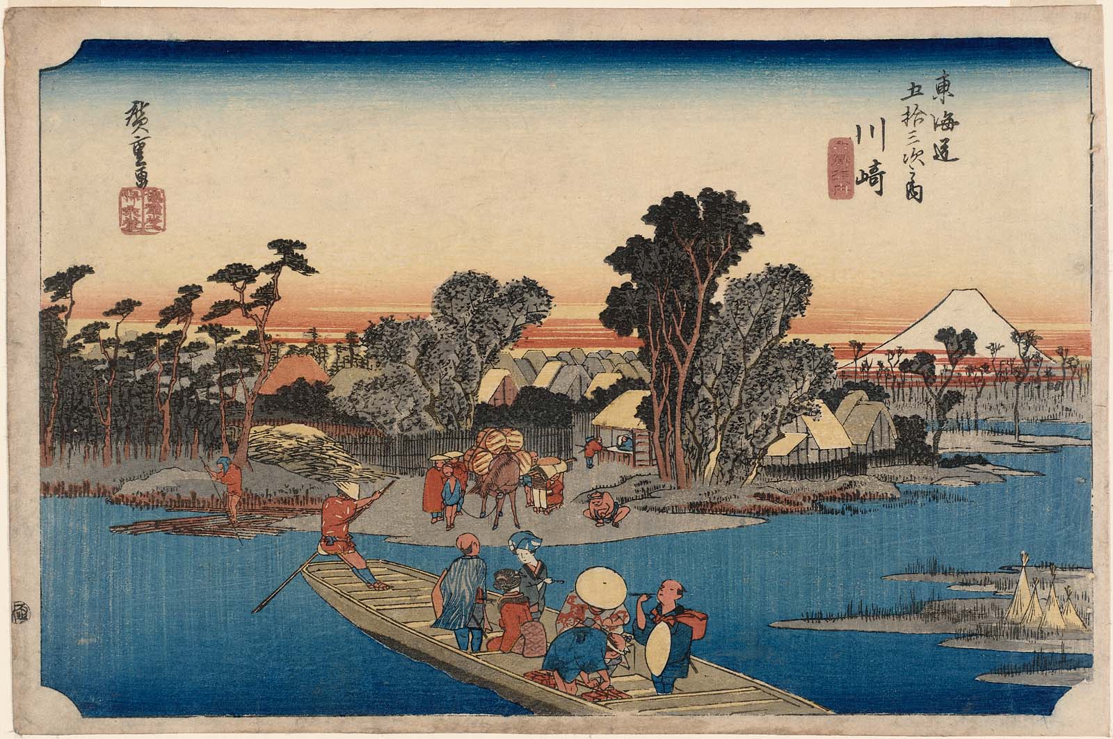 Hiroshiges - Hiroshige Kawasaki: The Rokugō Ferry (Kawasaki, Rokugō watashibune) - 3 KAWASAKI