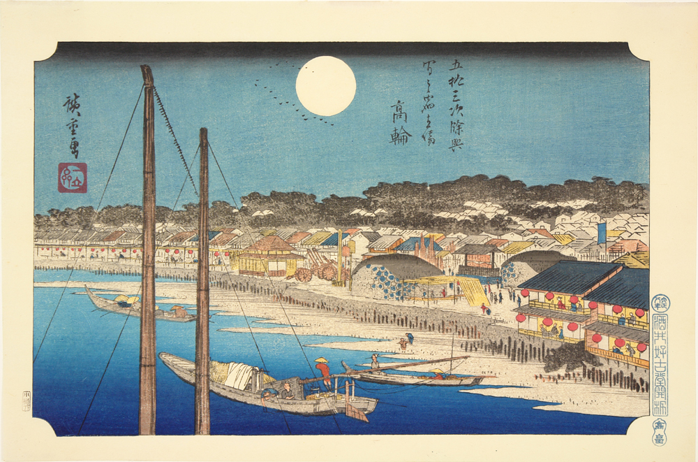 Hiroshiges - 1 Full Moon at Takanawa, from the series Interesting Rest Stops at Towns Between the Fifty-three Stations of the Tōkaidō - Tōkaidō yokyo