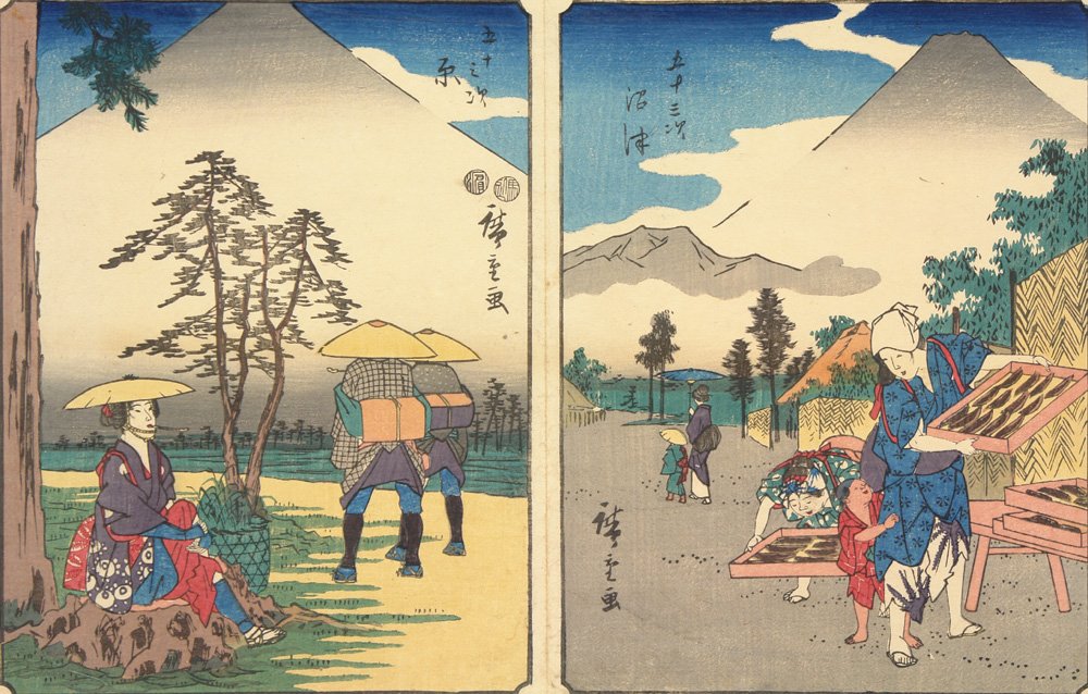 Hiroshiges - 14 Hara & 13 Numazu - Jinbutsu Tokaido