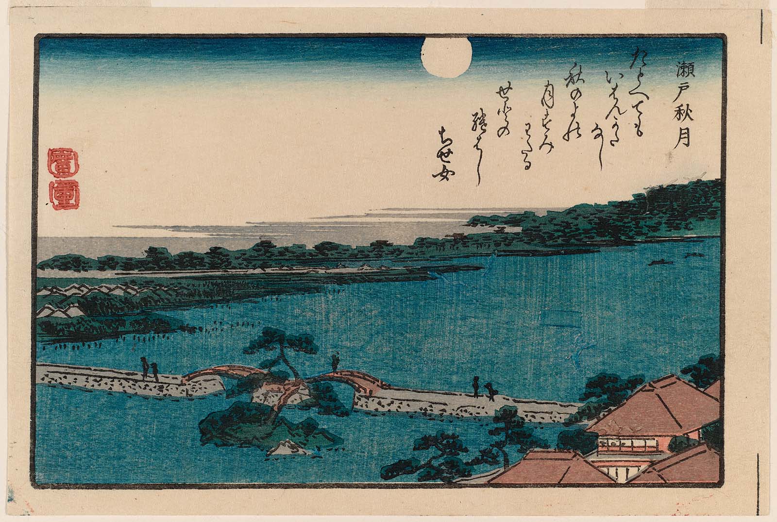 Hiroshiges - Autumn Moon at Seto (Seyo no shūgetsu) - Eight Superb Views of Kanazawa