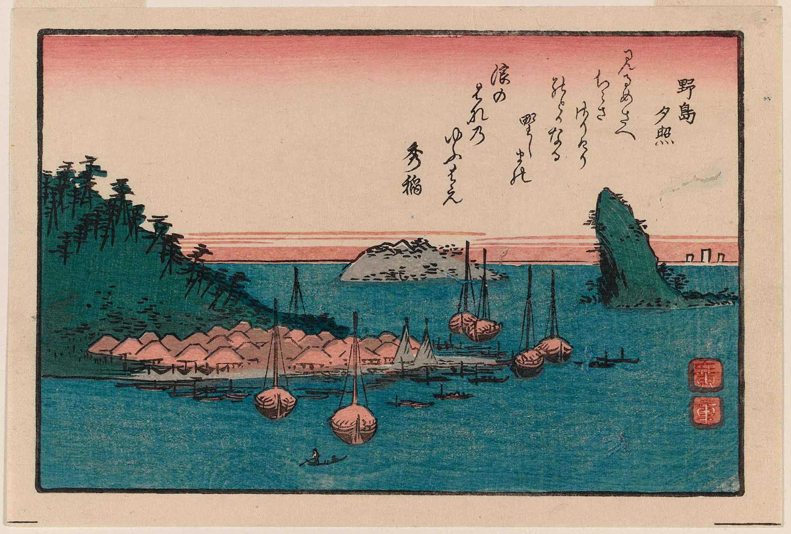 Hiroshiges - Sunset Glow at Nojima (Nojima no yūsho) - Eight Superb Views of Kanazawa